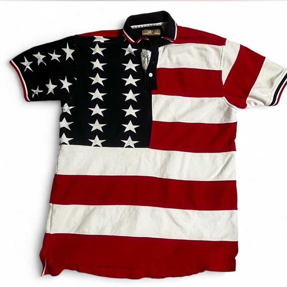 Men's American Flag Polo Shirt - Red, White, Blue #vintage